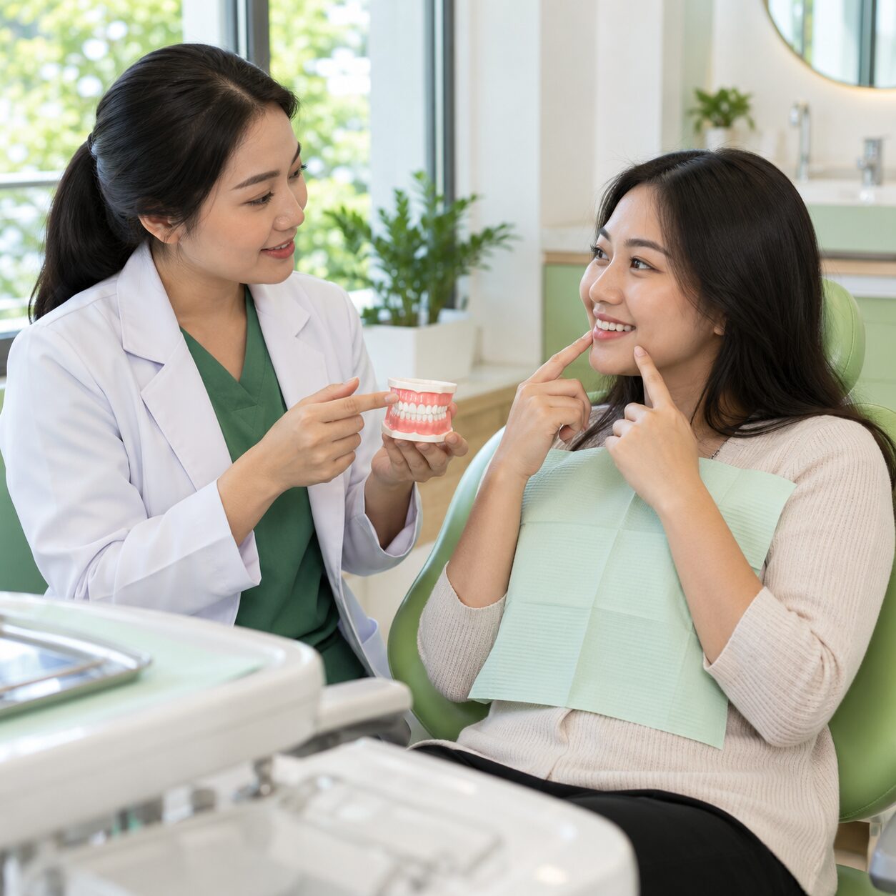 Model edukasi pilihan implant, bridge, dan gigi tiruan lepasan