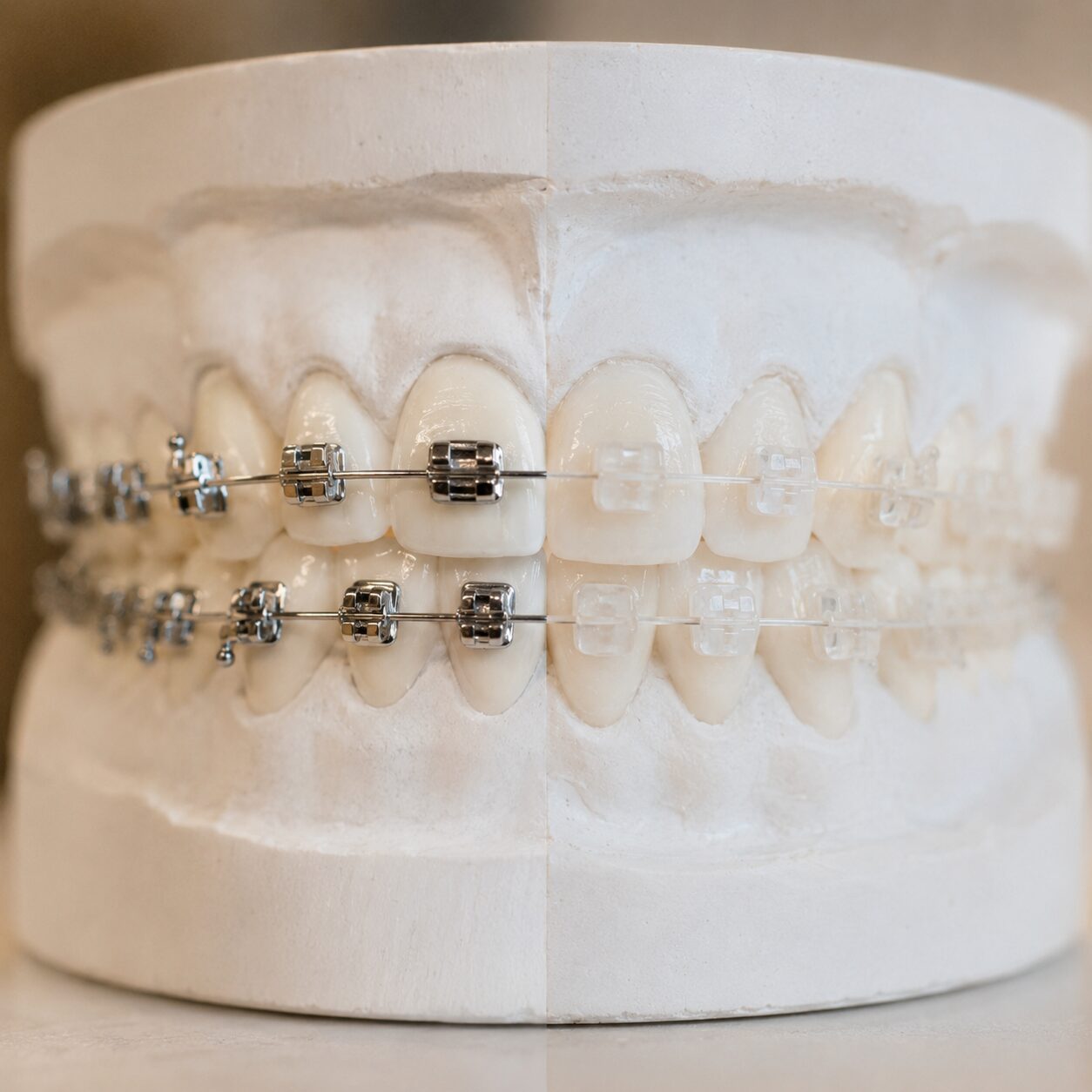 Detail bracket behel ceramic transparan vs behel metal